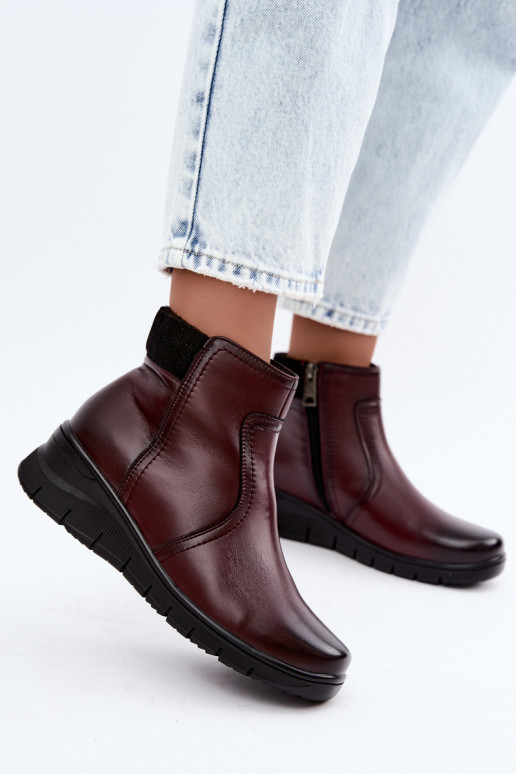 Stivaletti in pelle isolati con plateau Vinceza 133116 in colore bordeaux