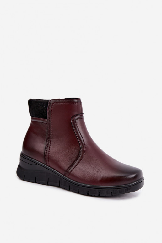 Stivaletti in pelle isolati con plateau Vinceza 133116 in colore bordeaux