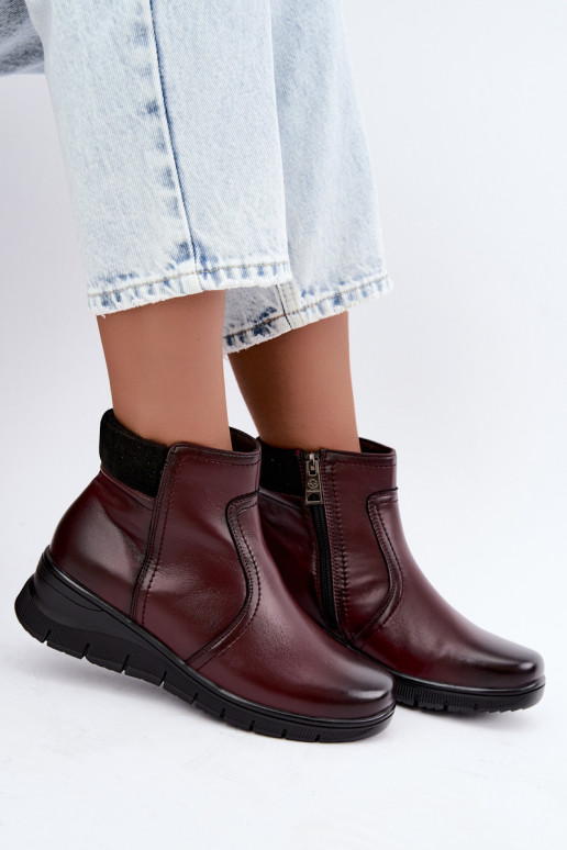 Stivaletti in pelle isolati con plateau Vinceza 133116 in colore bordeaux