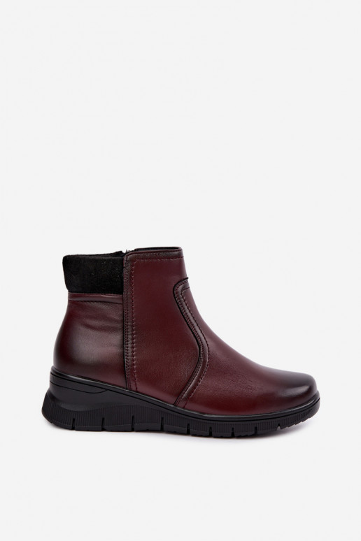 Stivaletti in pelle isolati con plateau Vinceza 133116 in colore bordeaux