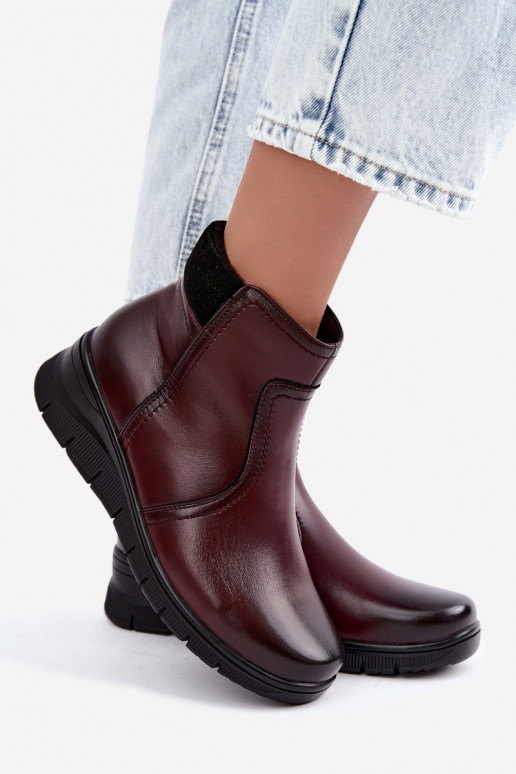 Stivaletti in pelle isolati con plateau Vinceza 133116 in colore bordeaux
