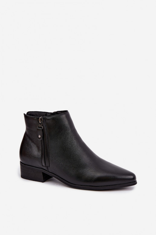 Stivaletti in pelle con tacco basso Vinceza 133136 in colore nero
