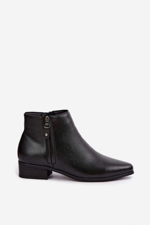 Stivaletti in pelle con tacco basso Vinceza 133136 in colore nero