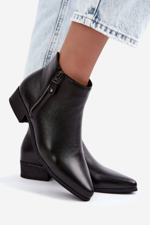 Stivaletti in pelle con tacco basso Vinceza 133136 in colore nero
