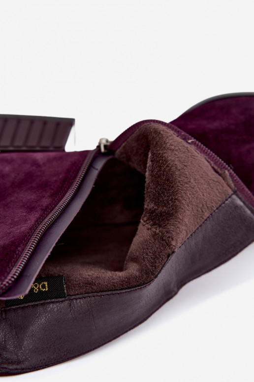 Stivaletti da donna in faux suede Klocke isolati D&A CR62-3476 in colore prugna