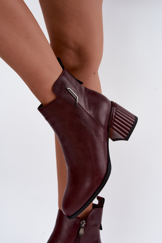 Stivaletti in pelle con tacchi isolati D&A CR62-3442 in colore bordeaux