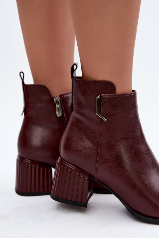 Stivaletti in pelle con tacchi isolati D&A CR62-3442 in colore bordeaux