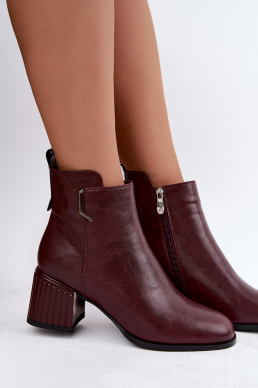 Stivaletti in pelle con tacchi isolati D&A CR62-3442 in colore bordeaux