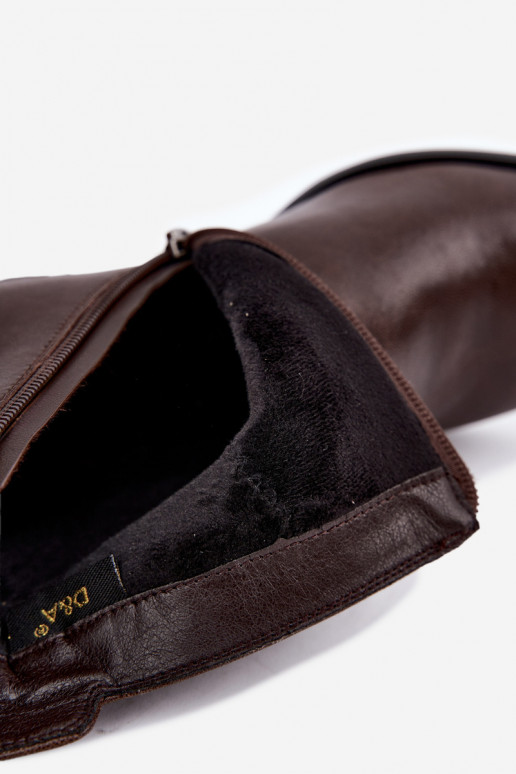 Stivaletti in pelle con tacchi isolati D&A CR62-3442 in colore cioccolato