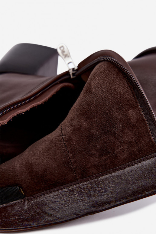 Stivaletti isolati con tacchi in pelle naturale CR62-3391 cioccolato