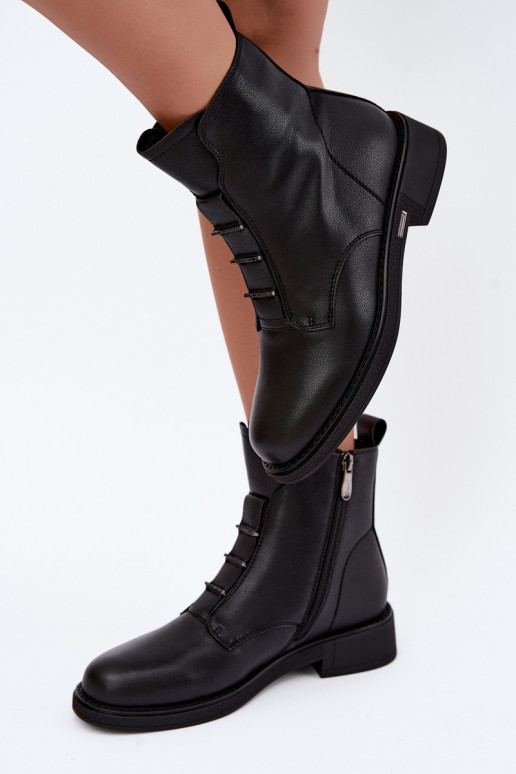 Stivaletti isolati in ecopelle da donna con tacco largo D&A CR62-3429 neri