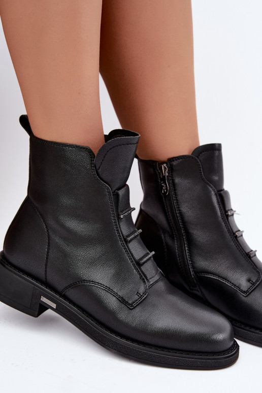 Stivaletti isolati in ecopelle da donna con tacco largo D&A CR62-3429 neri