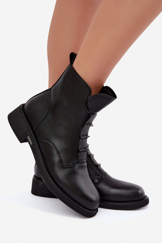 Stivaletti isolati in ecopelle da donna con tacco largo D&A CR62-3429 neri