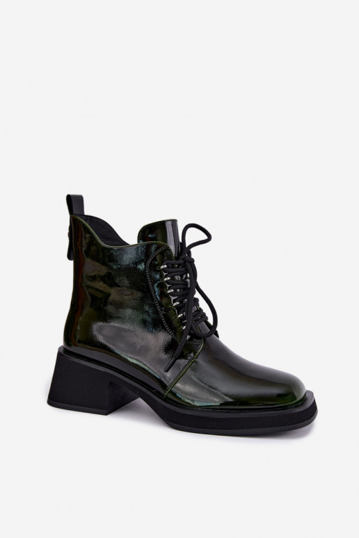 Stivaletti isolati in ecopelle con effetto verniciato Klocke GOE UU2N4129 khaki