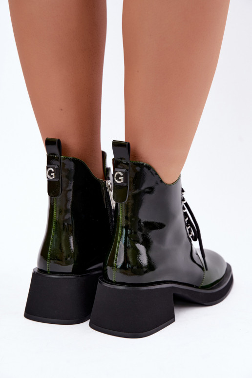 Stivaletti isolati in ecopelle con effetto verniciato Klocke GOE UU2N4129 khaki