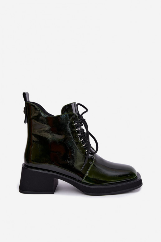 Stivaletti isolati in ecopelle con effetto verniciato Klocke GOE UU2N4129 khaki