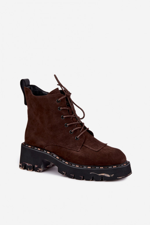 Stivaletti isolati in ecopelle scamosciata Artiker 59C0247 cioccolato
