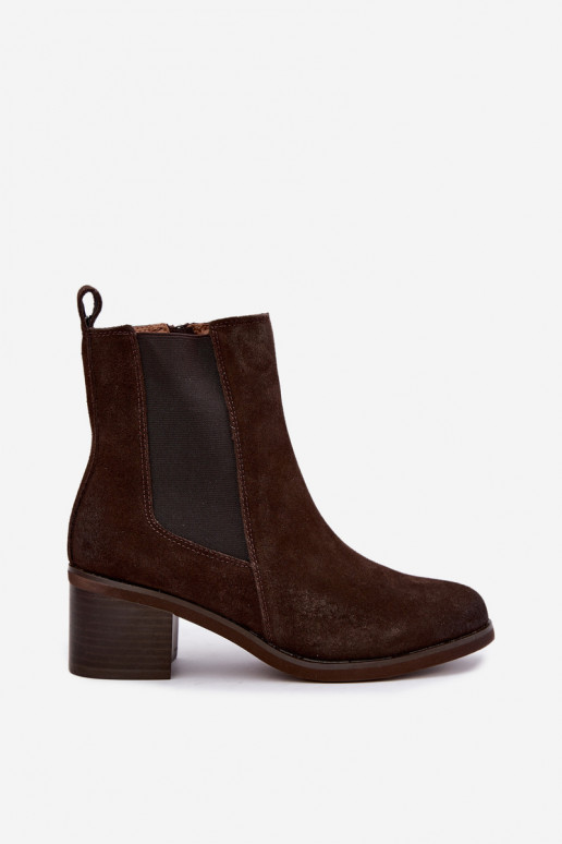 Stivaletti isolati eleganti in ecopelle scamosciata Klocke Vinceza 133105 cioccolato
