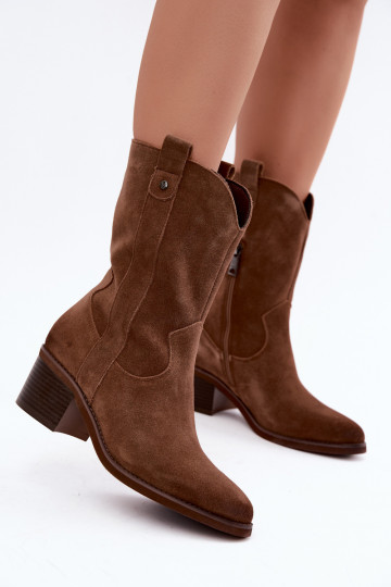 stivaletti isolati in stile cowboy con tacco Vinceza 133106 in marrone