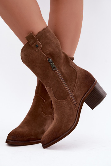 stivaletti isolati in stile cowboy con tacco Vinceza 133106 in marrone 2