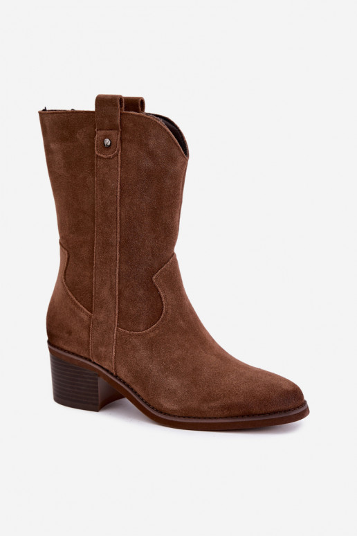 stivaletti isolati in stile cowboy con tacco Vinceza 133106 in marrone