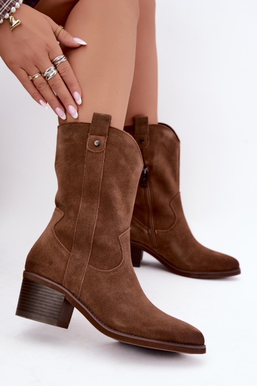stivaletti isolati in stile cowboy con tacco Vinceza 133106 in marrone