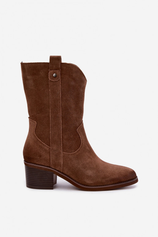 stivaletti isolati in stile cowboy con tacco Vinceza 133106 in marrone
