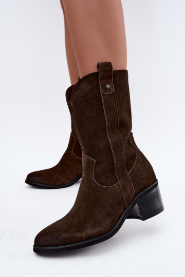 stivaletti isolati in stile cowboy con tacco Vinceza 133106 in cioccolato 2
