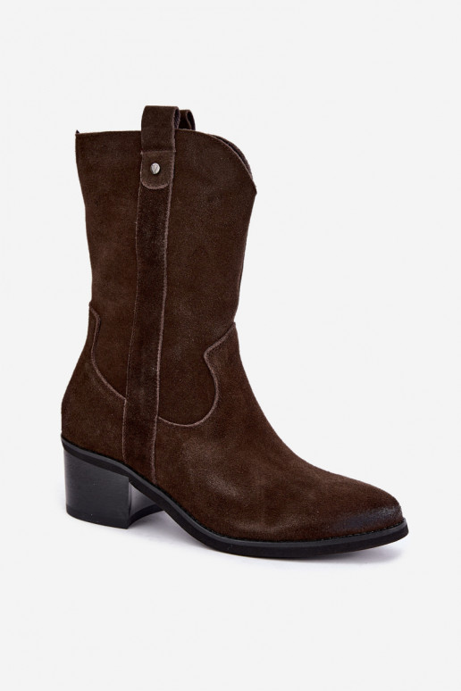 stivaletti isolati in stile cowboy con tacco Vinceza 133106 in cioccolato