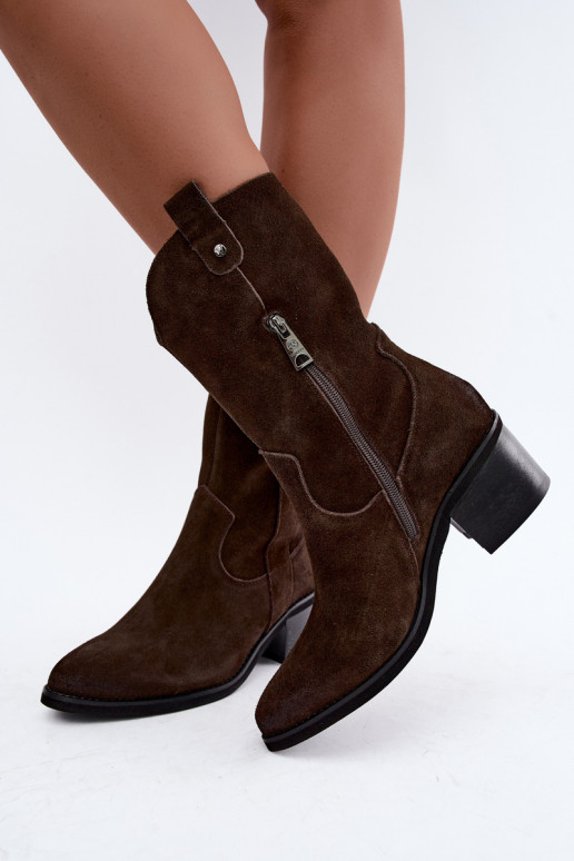 stivaletti isolati in stile cowboy con tacco Vinceza 133106 in cioccolato