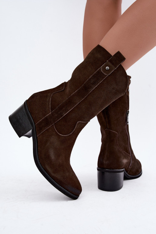 stivaletti isolati in stile cowboy con tacco Vinceza 133106 in cioccolato