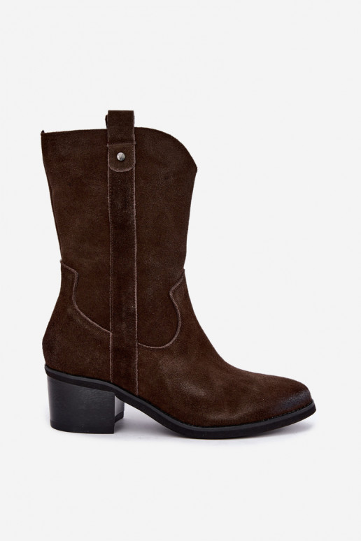 stivaletti isolati in stile cowboy con tacco Vinceza 133106 in cioccolato