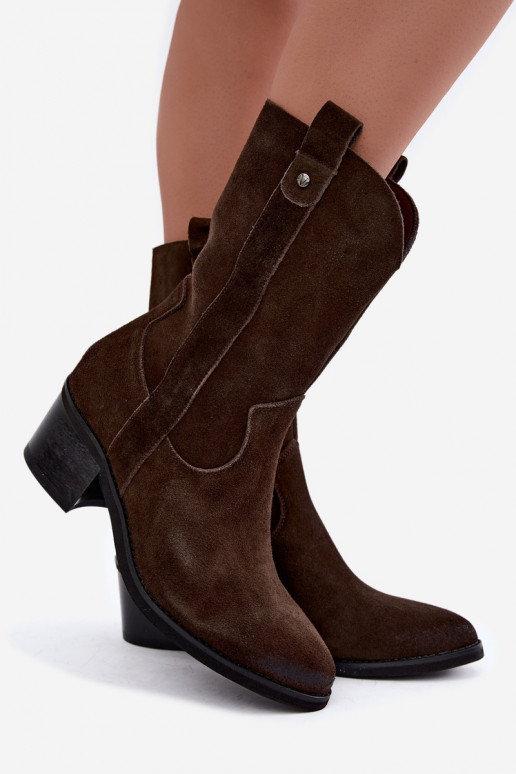 stivaletti isolati in stile cowboy con tacco Vinceza 133106 in cioccolato