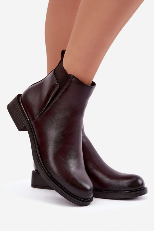 stivaletti isolati da donna con tacco largo Vinceza 58690 in bordeaux