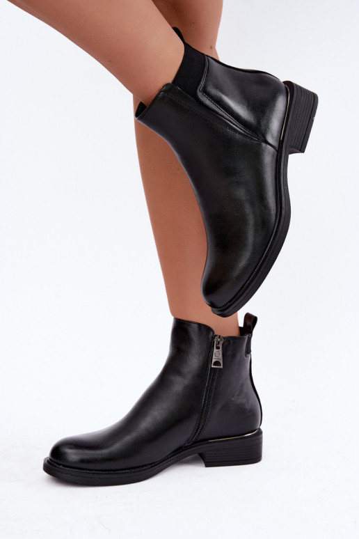 stivaletti isolati da donna con tacco largo Vinceza 58690 in nero