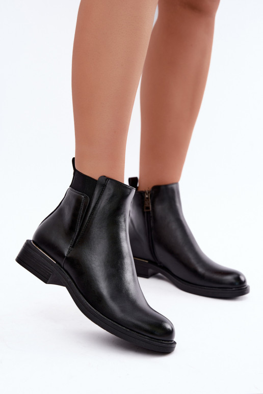 stivaletti isolati da donna con tacco largo Vinceza 58690 in nero