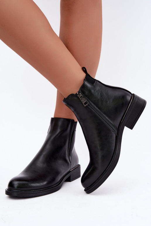 stivaletti isolati da donna con tacco largo Vinceza 58690 in nero