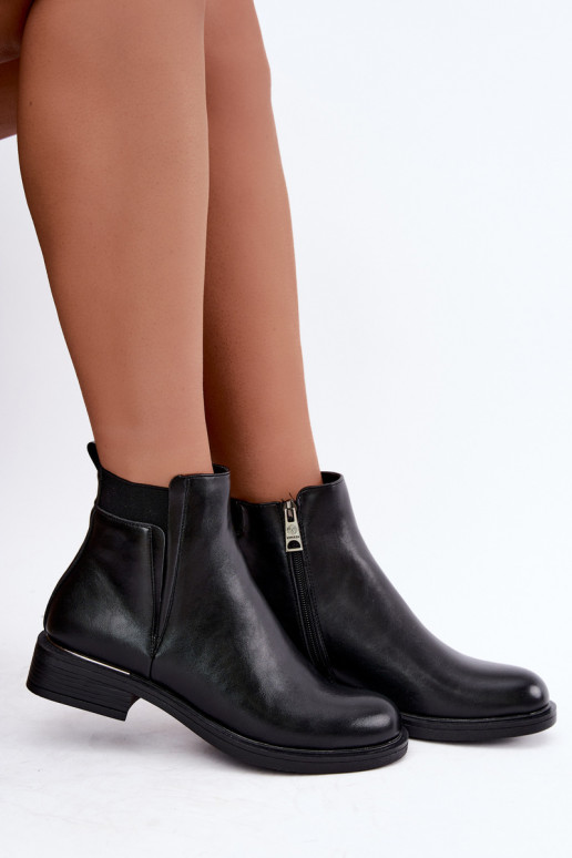 stivaletti isolati da donna con tacco largo Vinceza 58690 in nero