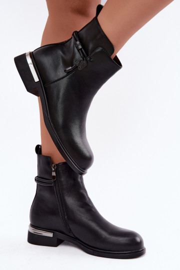 stivaletti isolati da donna con tacchi decorati D&A MK62-7025 in nero