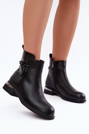 stivaletti isolati da donna con tacchi decorati D&A MK62-7025 in nero 2