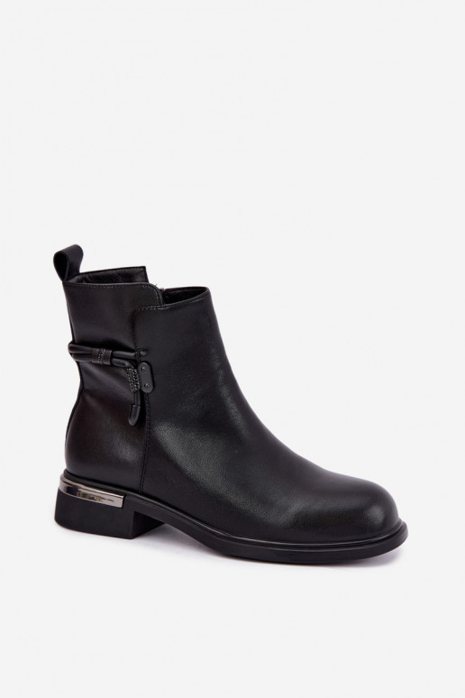 stivaletti isolati da donna con tacchi decorati D&A MK62-7025 in nero