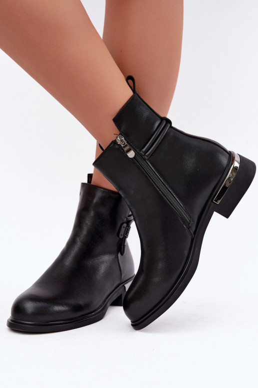 stivaletti isolati da donna con tacchi decorati D&A MK62-7025 in nero