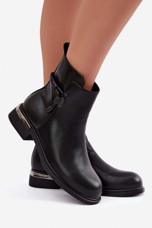 stivaletti isolati da donna con tacchi decorati D&A MK62-7025 in nero