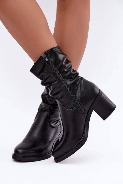 stivaletti isolati con volant e tacco Sergio Leone BT-60 in nero