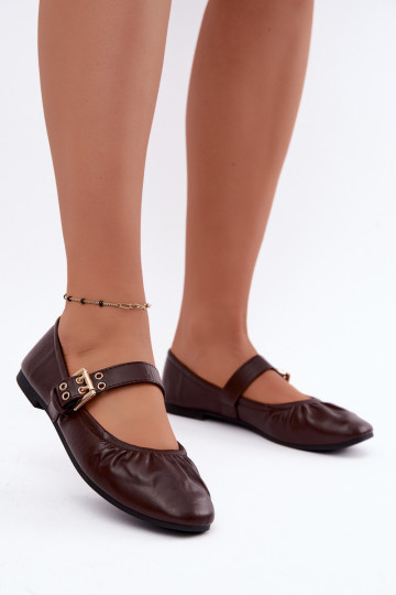ballet flats con volant e cinturini in cioccolato Irelissa 2