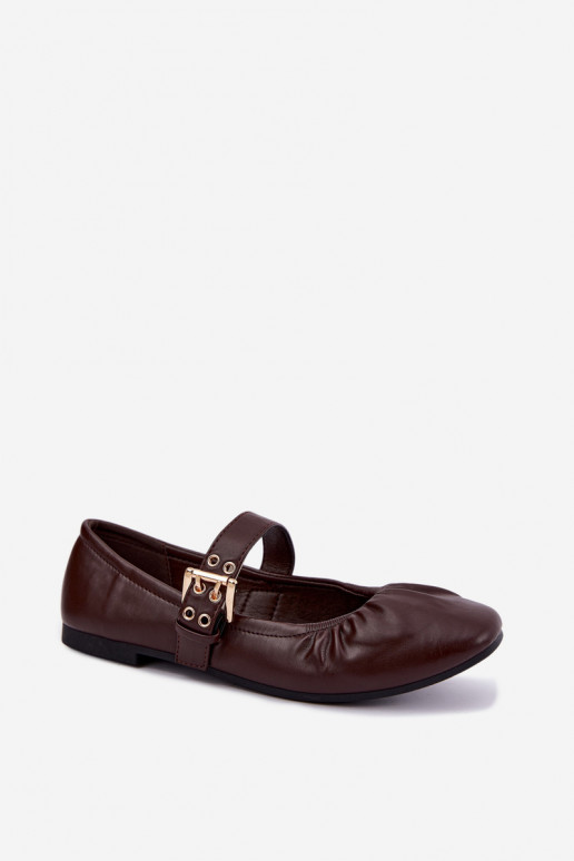 ballet flats con volant e cinturini in cioccolato Irelissa