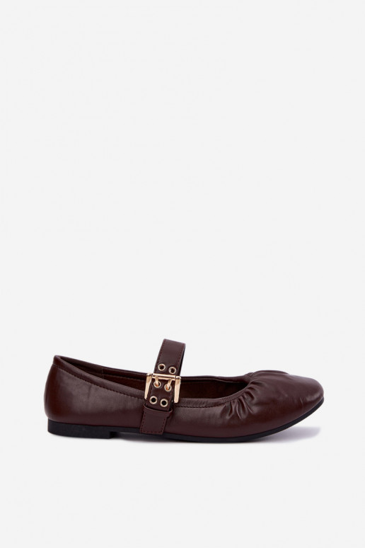 ballet flats con volant e cinturini in cioccolato Irelissa