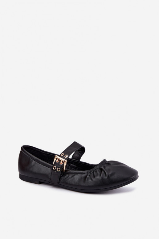 ballet flats con volant e cinturini in nero Irelissa