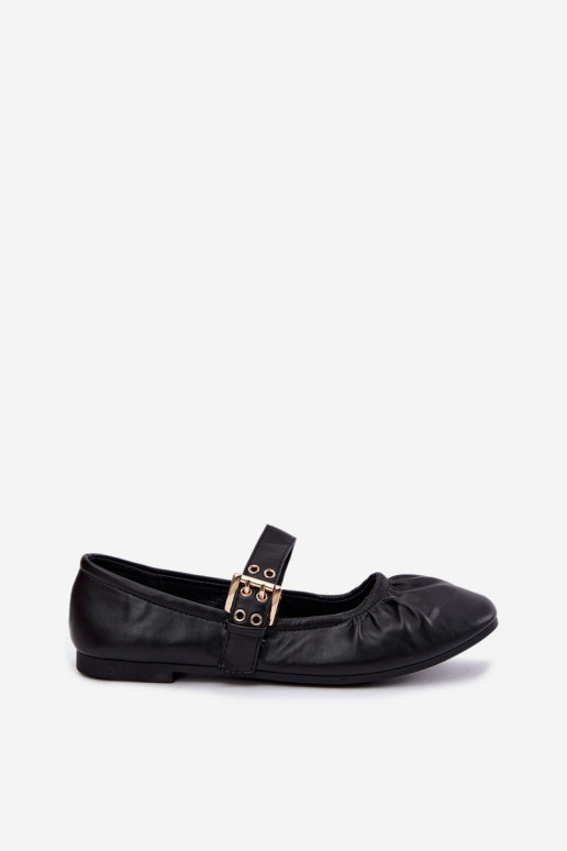 ballet flats con volant e cinturini in nero Irelissa