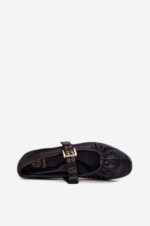 ballet flats con volant e cinturini in nero Irelissa